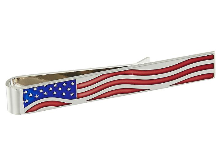 Cufflinks Inc. Waving Stars And Stripes Tie Bar (silver) Cuff Links