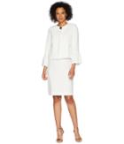 Tahari By Asl Crepe Skirt Suit W/ Tulip Sleeve (ivory White) Women's Suits Sets