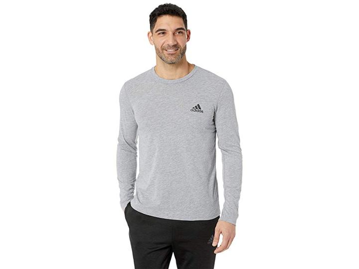 Adidas Ultimate Long Sleeve Tee (medium Grey Heather) Men's Long Sleeve Pullover