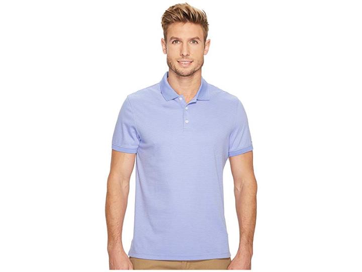 Calvin Klein Liquid Cotton Stripe Polo (jacaranda) Men's Short Sleeve Knit