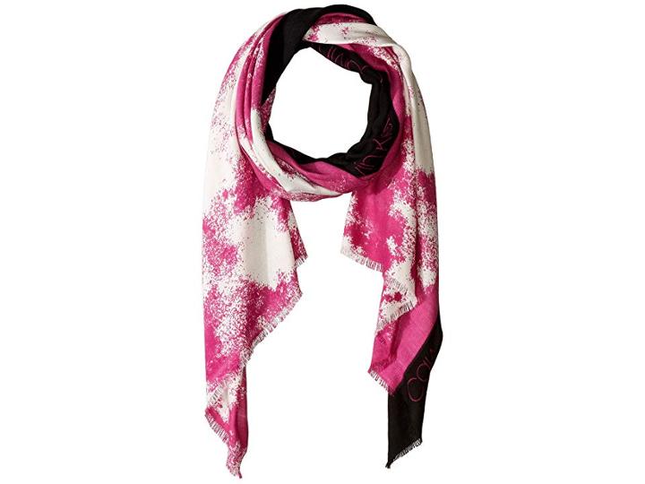Calvin Klein Color Block Distressed Printed Pashmina Scarf (magenta) Scarves