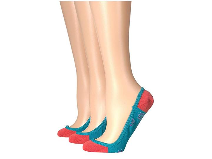 Feetures Hidden Super Low Floral Socks 3-pair Pack (turquoise) Women's Low Cut Socks Shoes