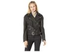 Marc New York By Andrew Marc Zariah Fringe Whipstitch Soft Lamb Leather (black) Women's Coat
