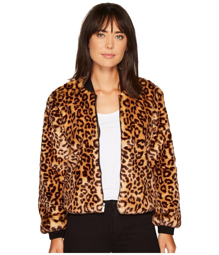 Splendid Leopard Faux Fur Jacket (tan) Women's Coat