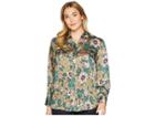 Lauren Ralph Lauren Plus Size Floral-print Button-down Shirt (olive Multi) Women's Long Sleeve Button Up