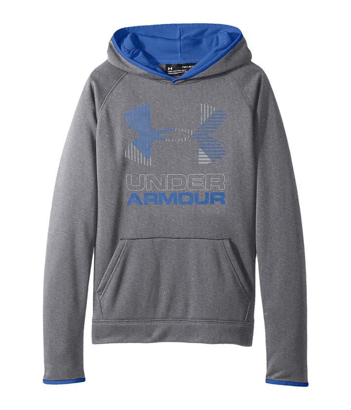 Under Armour Kids Sg Armour Fleece Solid Big Logo Hoodie (big Kids) (graphite/ultra Blue/overcast Gray) Boy's Sweatshirt