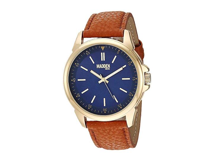 Steve Madden Madden Men Analog Strap Watch With Pendant Necklace Smms022 (gold/brown) Watches