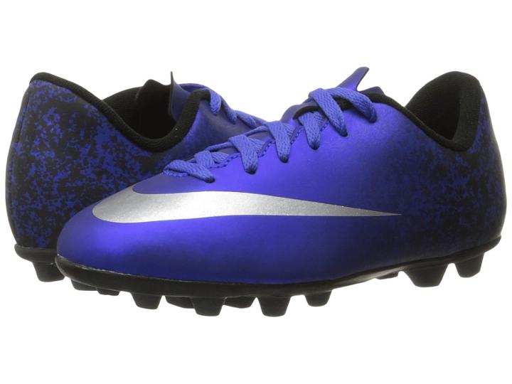 Nike Kids Jr Mercurial Vortex Ii Cr Fg-r Soccer (little Kid/big Kid) (deep Royal Blue/racer Blue/black/metallic Silver) Kids Shoes