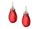 Kenneth Jay Lane 1.5 X 1 Silver Rhinestone Top With Faceted Ruby Drop Fishhook Earrings (silver/ruby) Earring