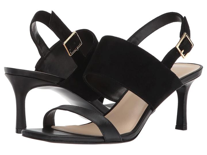 Nine West Orilla Heel Sandal (black/black/black Isa Kid Suede/soft Calf/soft Calf) High Heels