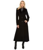 Lauren Ralph Lauren Faux Fur Shawl Collar Fit Flare Maxi (black) Women's Coat