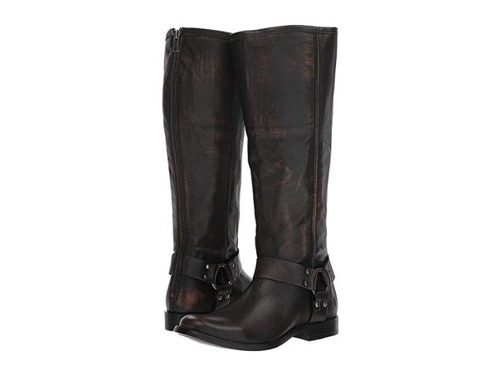 Frye Phillip Harness Tall (dark Brown Extended Brush-off) Women's First Walker Shoes