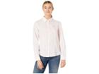 Tommy Hilfiger Stripe Button Down Long Sleeve Cotton Shirt (ballerina Pink/white) Women's Clothing