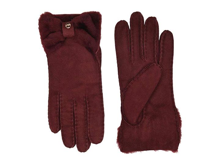 Ugg Bow Shorty Water Resistant Sheepskin Gloves (port) Extreme Cold Weather Gloves