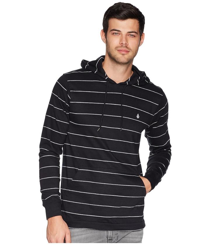 Volcom Wallace Hooded Long Sleeve Knit Top (black) Men's Clothing