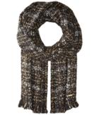 Michael Michael Kors Boucle Plaid Muffler (black/hydrangea/dark Camel/gold) Scarves