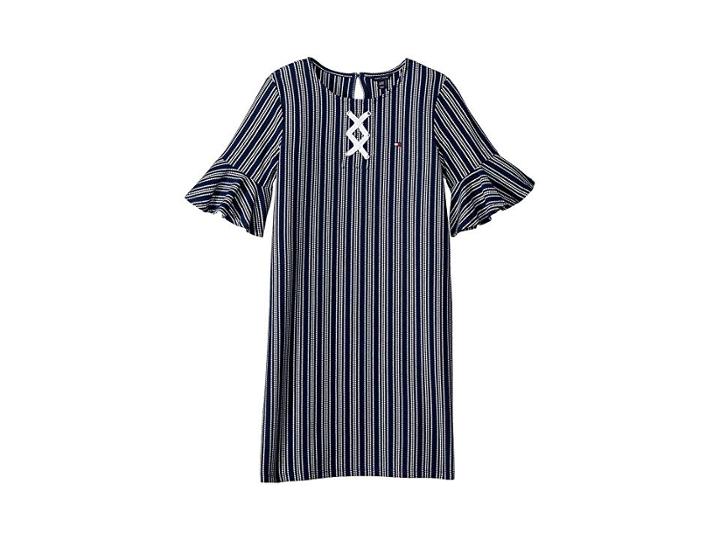 Tommy Hilfiger Kids Yarn-dye Lace-up Dress (big Kids) (flag Blue) Girl's Dress