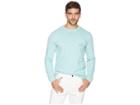 Vineyard Vines Long Sleeve Heather Vintage Whale Pocket Tee (capri Blue) Men's T Shirt