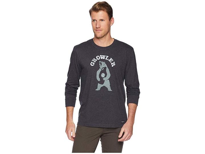 Life Is Good Growler Long Sleeve Crusher T-shirt (heather Night Black) Men's T Shirt