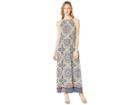 London Times Turkish Tile Blouson Halter Maxi (multi) Women's Dress