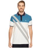 U.s. Polo Assn. Slim Fit Striped Short Sleeve Pique Polo Shirt (white Winter) Men's Short Sleeve Pullover