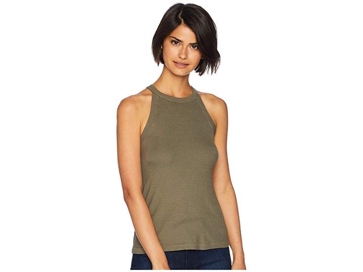 Michael Stars 2x1 Rib Sleeveless Halter Tank (camo) Women's Sleeveless