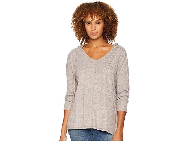 Dylan By True Grit Fuzzy Flecked Fleece Slouched Hoodie (cocoa) Women's Sweatshirt