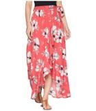 Jack By Bb Dakota Kaliyah Tahitian Petals Printed Wrap Skirt (hibiscus Red) Women's Skirt