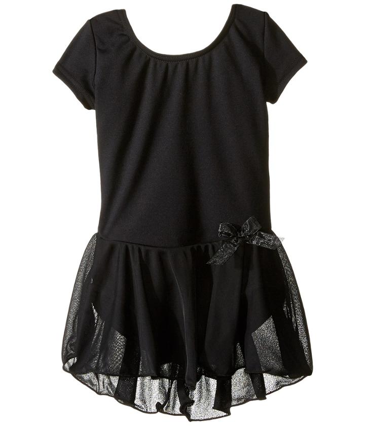 Capezio Kids Short Sleeve Nylon Dress (toddler/little Kids/big Kids) (black) Girl's Dress