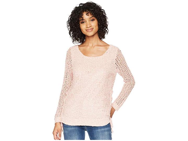 Bb Dakota Judd Two-tone Lace-up Sweater (sugar Coral) Women's Sweater