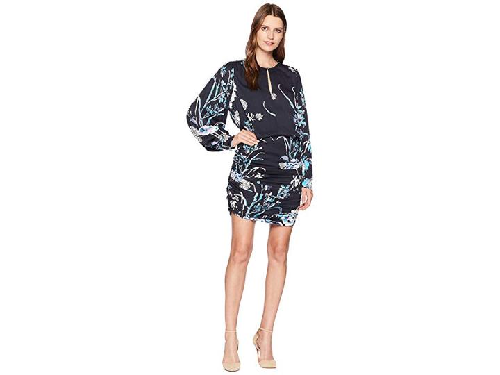Hale Bob One Vine Day Rayon Stretch Satin Woven Pippa Dress (black) Women's Dress