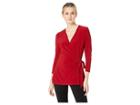 Anne Klein Solid 3/4 Sleeve Wrap Top (titian Red) Women's Blouse