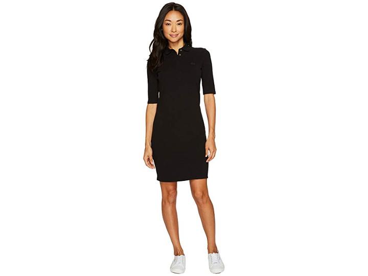 Lacoste 1/2 Sleeve Stretch Pique Polo Dress (black) Women's Dress