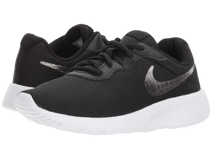 Nike Kids Tanjun (little Kid) (black/metallic Pewter/white) Boys Shoes