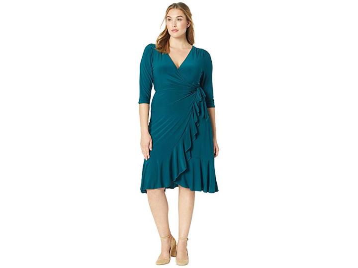 Kiyonna Whimsy Wrap Dress (hunter Green) Women's Dress