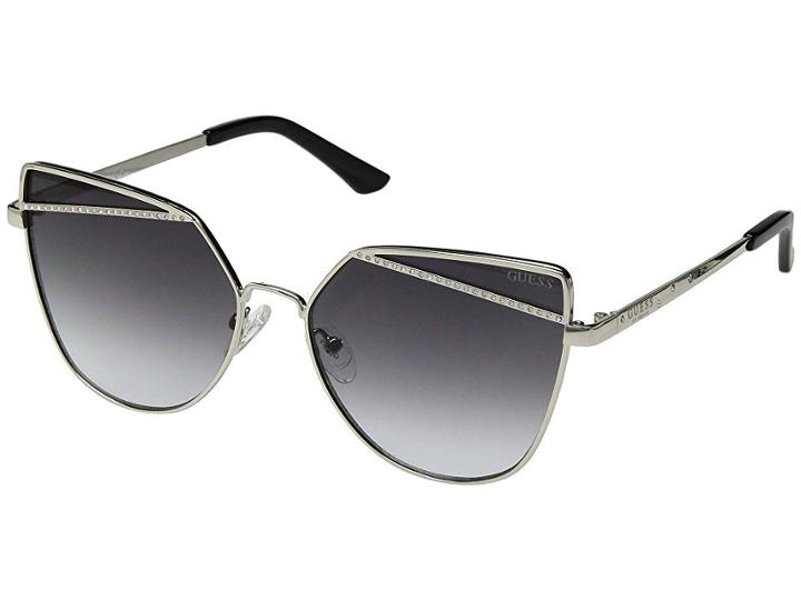 Guess Gf6074 (shiny Light Nickeltin/gradient Smoke) Fashion Sunglasses