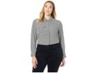 Lauren Ralph Lauren Plus Size Crepe Button Down Shirt (cream/black) Women's Long Sleeve Button Up