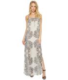 American Rose Scarlett Spaghetti Strap Paisley Maxi Dress (ivory/black) Women's Dress