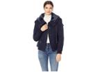 Juicy Couture Hard Woven Boucle Jacket W/ Faux Fur Hood (regal) Women's Coat