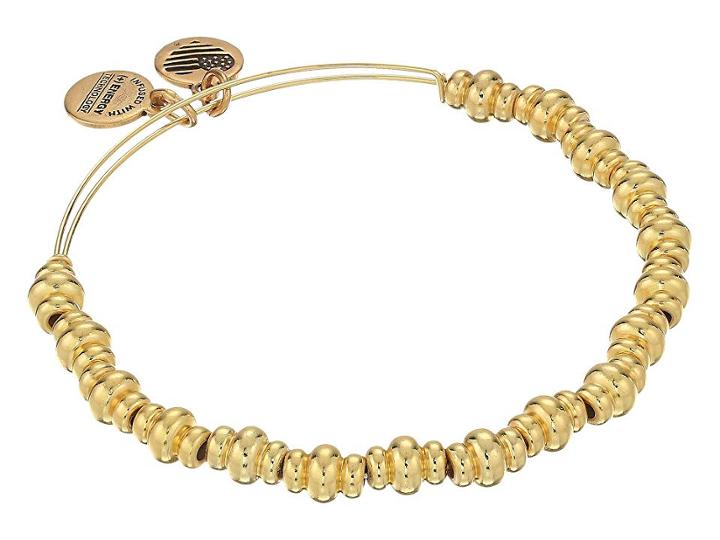 Alex And Ani Nile Beaded Expandable Bangle (shiny Gold) Bracelet