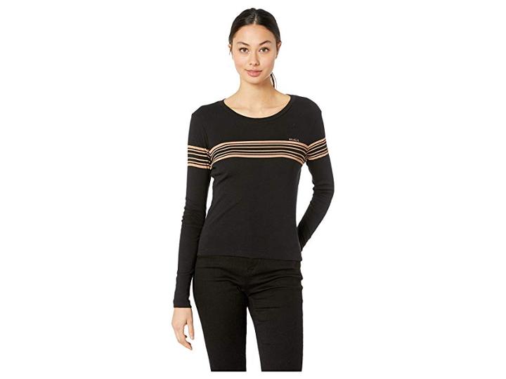 Rvca Liner Note Long Sleeve Tee (black) Women's T Shirt