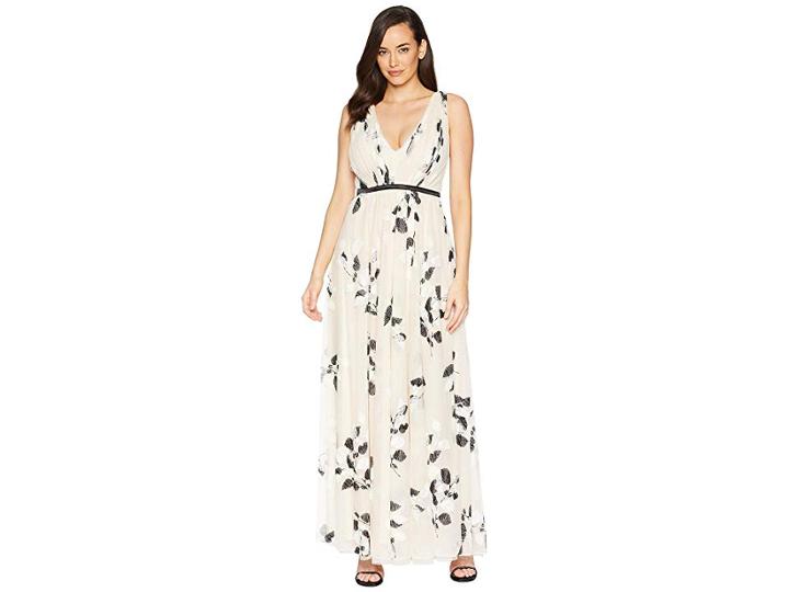 Laundry By Shelli Segal Mesh Ballgown With Glitter (black/nude) Women's Dress