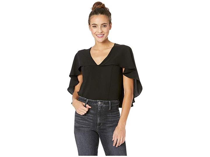 Adelyn Rae Drea Woven Cape Top (black) Women's Clothing