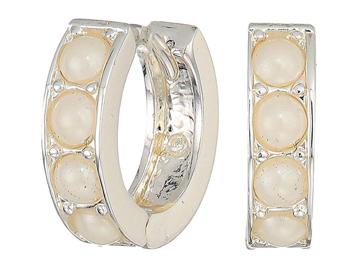 Lauren Ralph Lauren Glass Pearl Huggie Earrings (silver) Earring