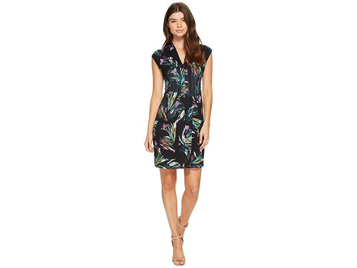 Catherine Catherine Malandrino Sleeveless Inverted Pleat Dress (brushstroke Bouquet) Women's Dress