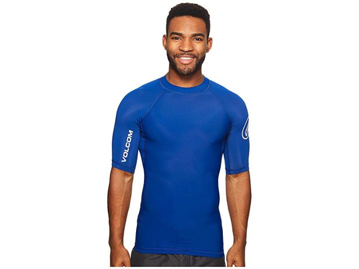 Volcom Lido Solid Short Sleeve (camper Blue) Men's Clothing
