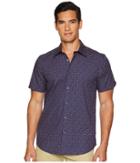 Ben Sherman Short Sleeve Micro Floral Print Shirt (dark Blue) Men's Short Sleeve Button Up