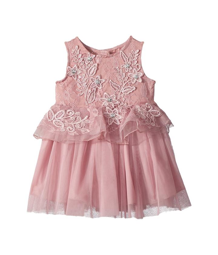 Nanette Lepore Kids Lace And Tulle Dress With 3d Flowers (infant) (lilac) Girl's Dress