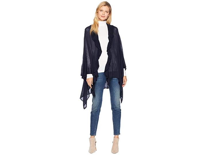 Lauren Ralph Lauren Ruffle Ruana (navy) Scarves