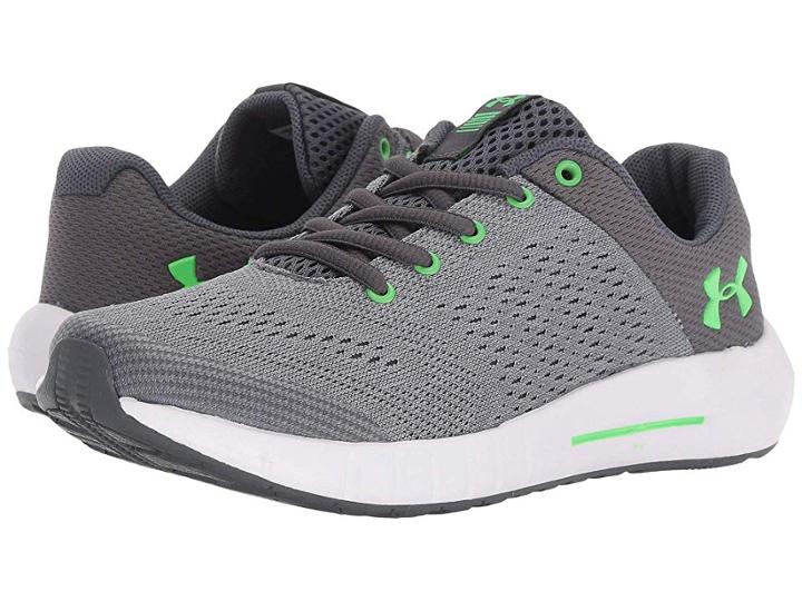 Under Armour Kids Ua Bps Pursuit (little Kid) (steel/white/arena Green) Boys Shoes